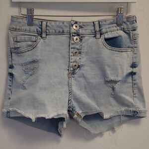 No Boundaries Faded Blue Distressed Jean Shorts